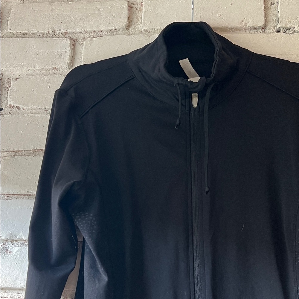 Black Women's Zip-Front Jacket funnel neck athletic jacket - Picture 4 of 11
